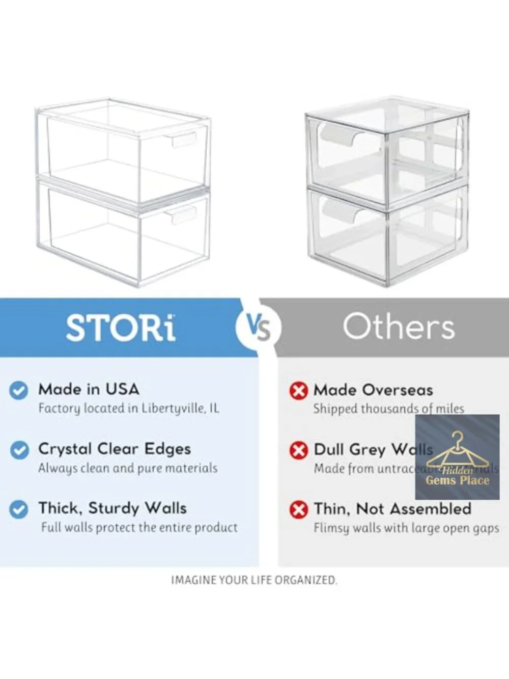 Clear Stackable Storage Drawers 2-Pack BPA-Free Plastic Organizer Vanity Makeup